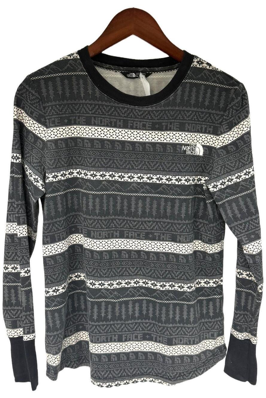The North Face Women's Long Sleeve Holiday Nordic Waffle Tee Black - Regular